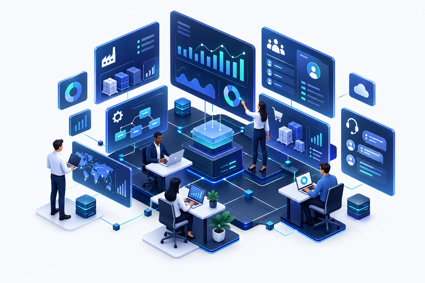 VenaTech business operations platform connecting analytics, CRM, inventory, automation, and teams